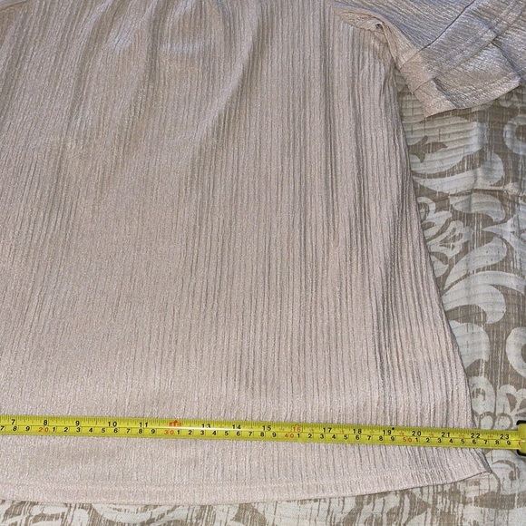 Champagne Pleated Lace-Trim Square Neck Tunic - Picture 4 of 9